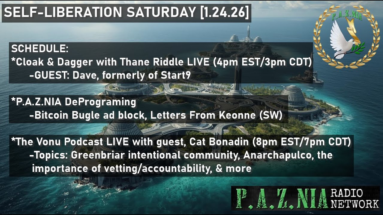 [P.A.Z.NIA RADIO NETWORK] Cloak & Dagger w/ Thane Riddle (LIVE) + Vonu Podcast LIVE w/ Cat Bonadin