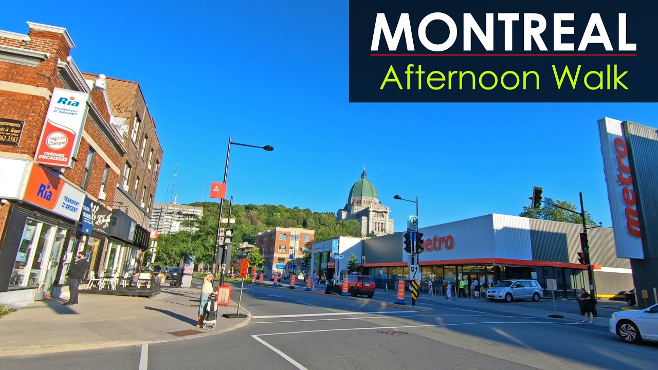 Late Afternoon Walk in Montreal's Cote Des Neiges Area.  Montreal Walking Tour. Canada