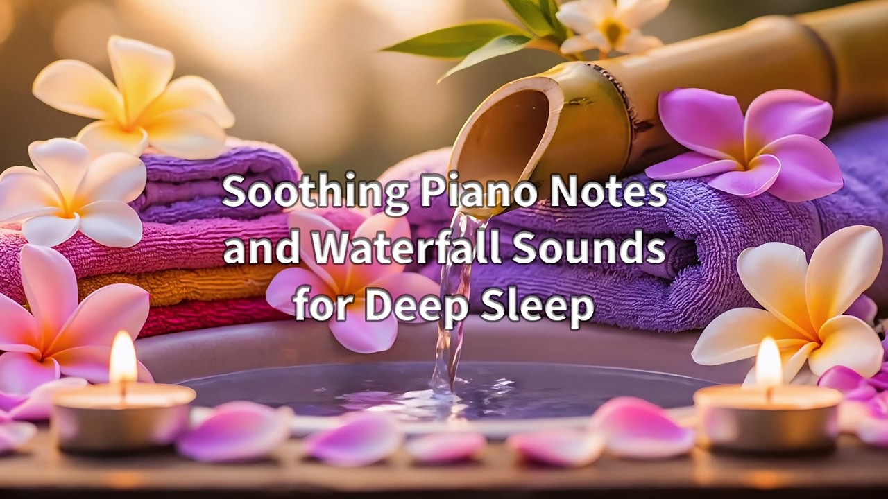 Soothing Piano Notes and Waterfall Sounds for Deep Sleep