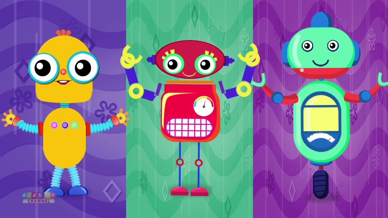 Five Little Robots in Farm | Kids Nursery rhymes Video For Kids