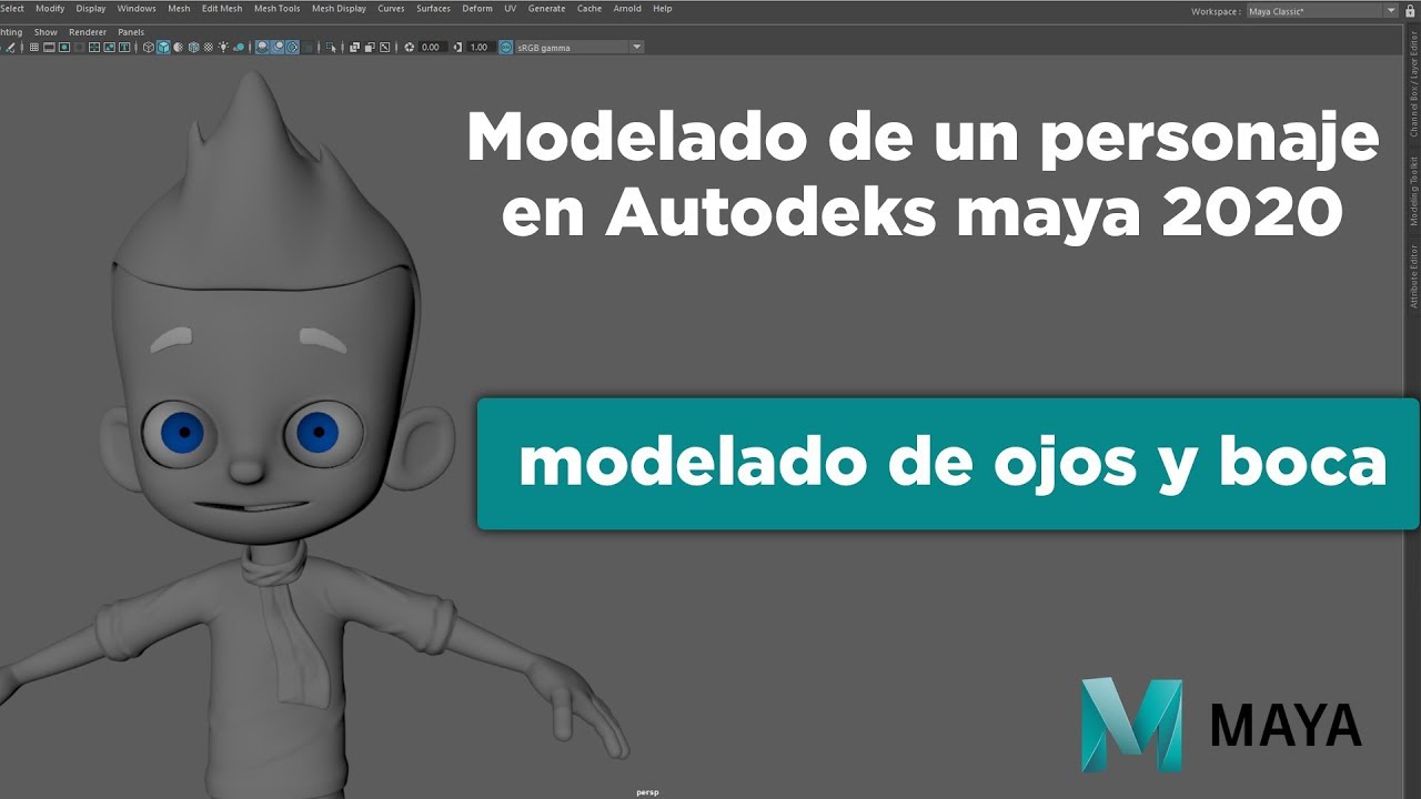 3- Modelado de un personaje en MAYA 2020 / modelado de ojos y boca