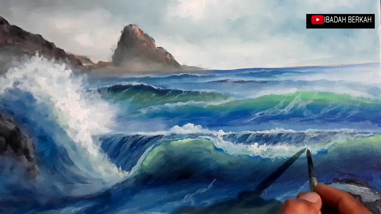 Cara mudah Melukis Ombak Badai || Painting With Iman Indra