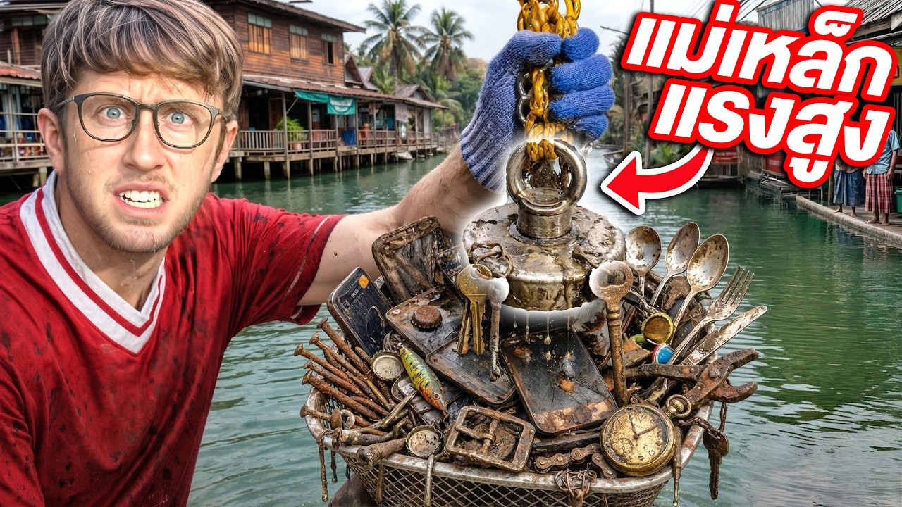 หาสมบัติใต้น้ำในคลองไทย!! ใช้แม่เหล็กแรงสูง จะเจออะไรบ้าง?!