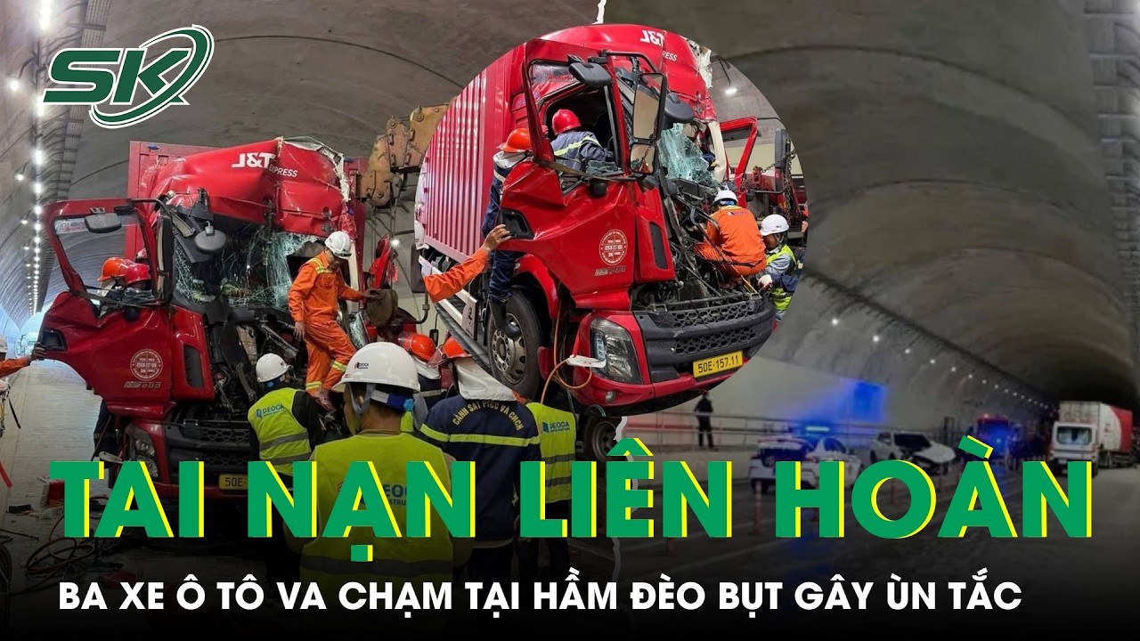 Ba ô tô va chạm liên hoàn tại hầm Đèo Bụt, cao tốc ùn tắc kéo dài | SKĐS