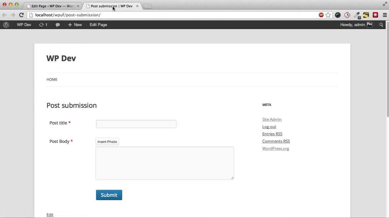 WP User Frontend Pro &mdash; Настройка плагина