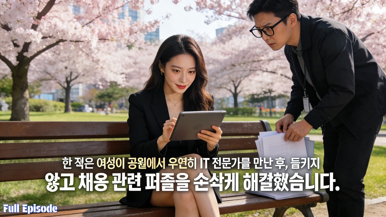 한 젊은 여성이 공원에서 우연히 IT 전문가를 만난 후, 들키지 않고 채용 관련 퍼즐을 손쉽게 해결했습니다.