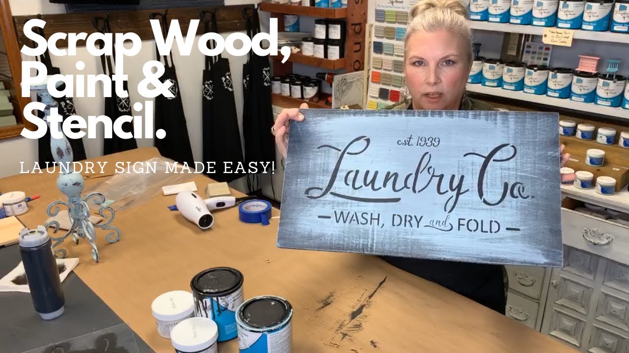 Laundry Sign Made with Farmhouse Paint and JRV Stencil