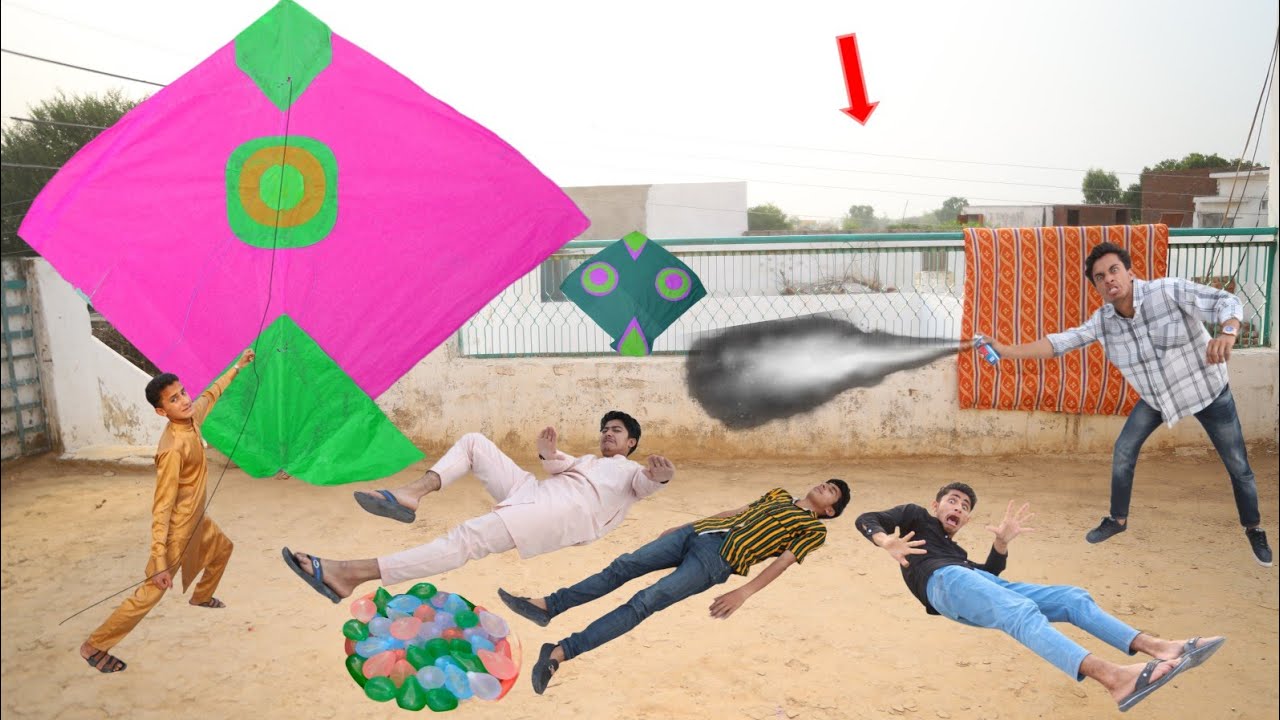 Village People Kite Catch Nasir Vs Abubaker With Spray | Kites