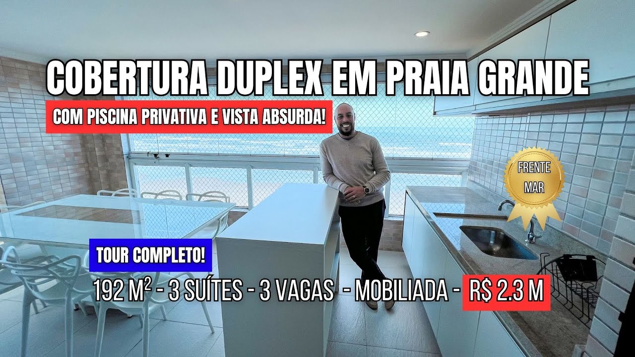 🚨 VENDIDO Cobertura Duplex à Venda em Praia Grande - 3 Suítes, Piscina e Vista Mar na Aviação
