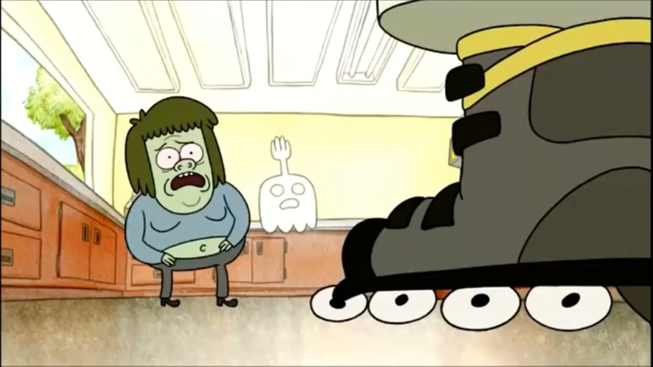 Muscle Man and HFG are scared of Rigby