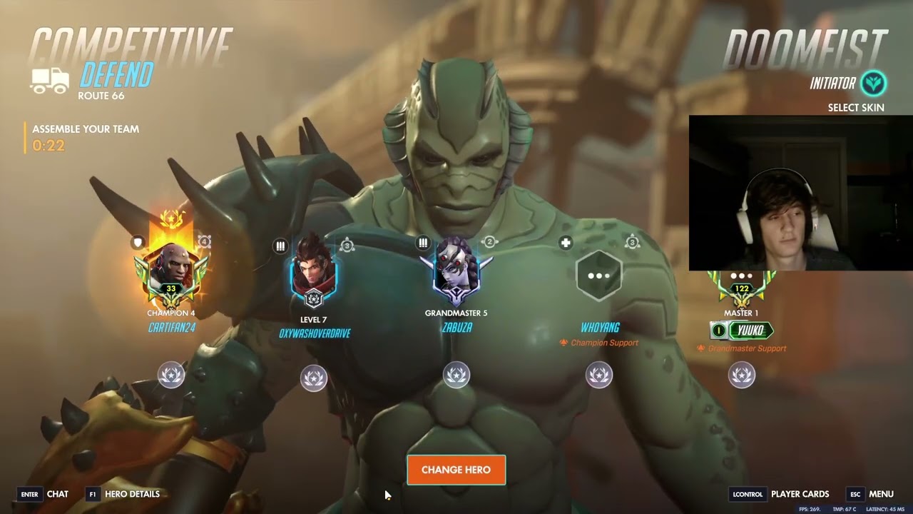 Игрок Overwatch, занимающий 1-е место в рейтинге, Doomfist Cartifan отчаянно пытается вытащить св...