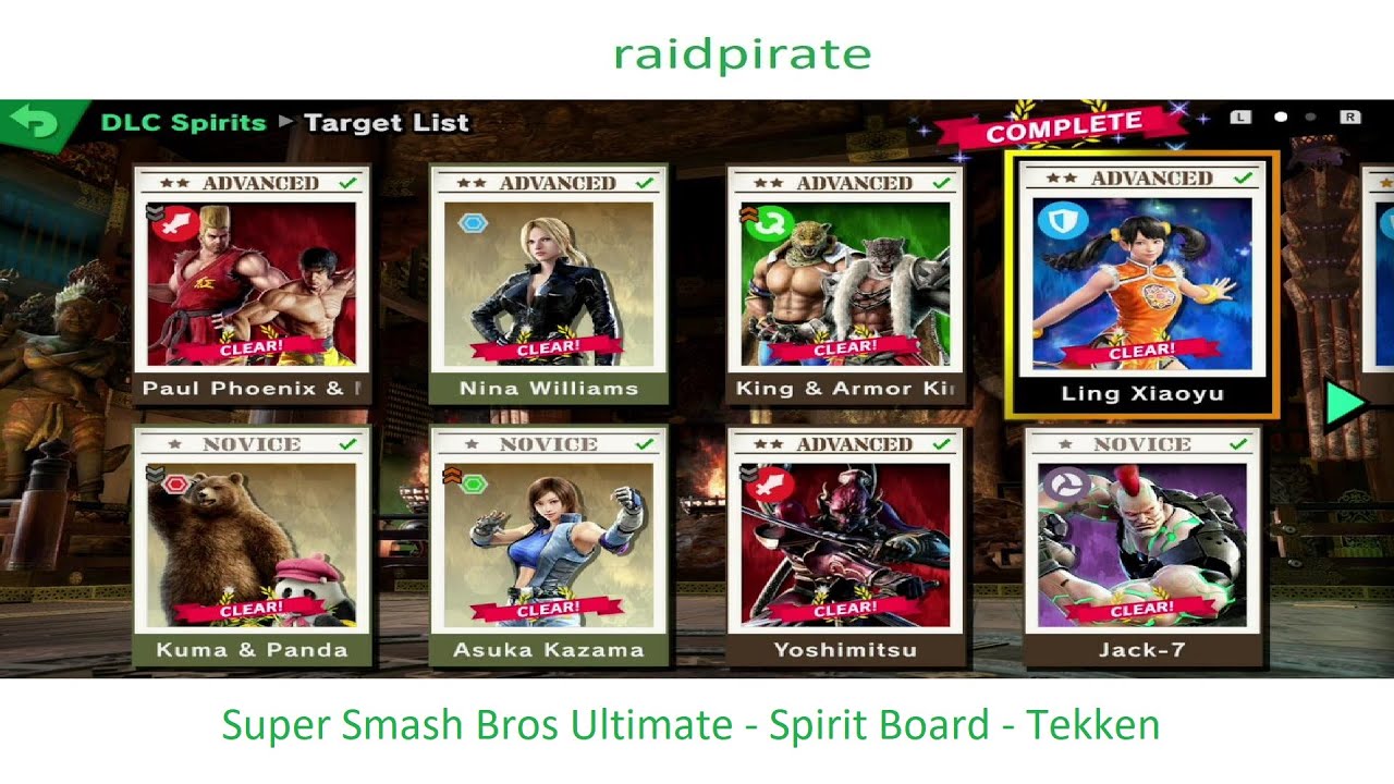 Super Smash Bros Ultimate - Spirit Board - Tekken - ALL SPIRITS