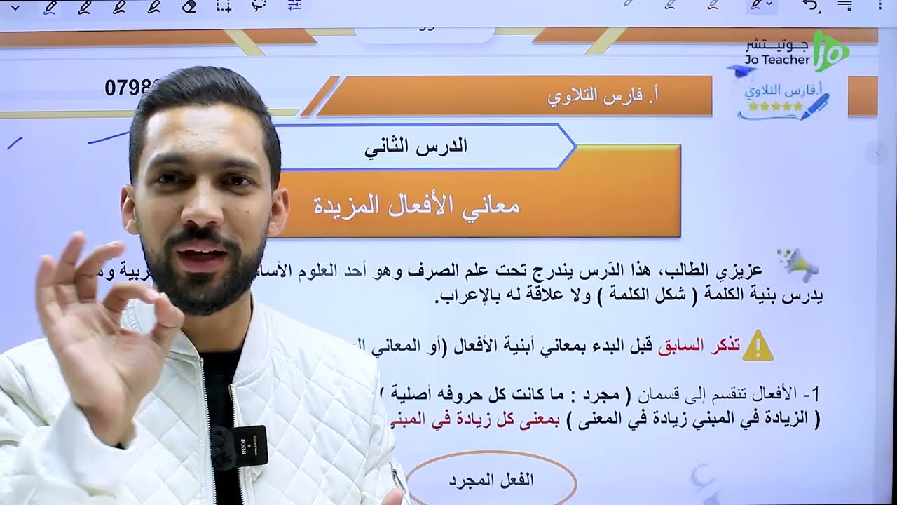 شرح معاني الأفعال المزيدة بأسلوب مميز - الصف العاشر - أ.فارس التلاوي