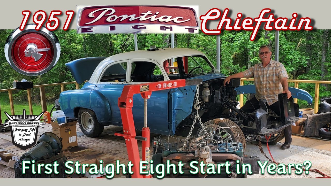 1951 Pontiac Chieftain Revival - Abandoned to First Start in Years? Old School Straight 8 Power