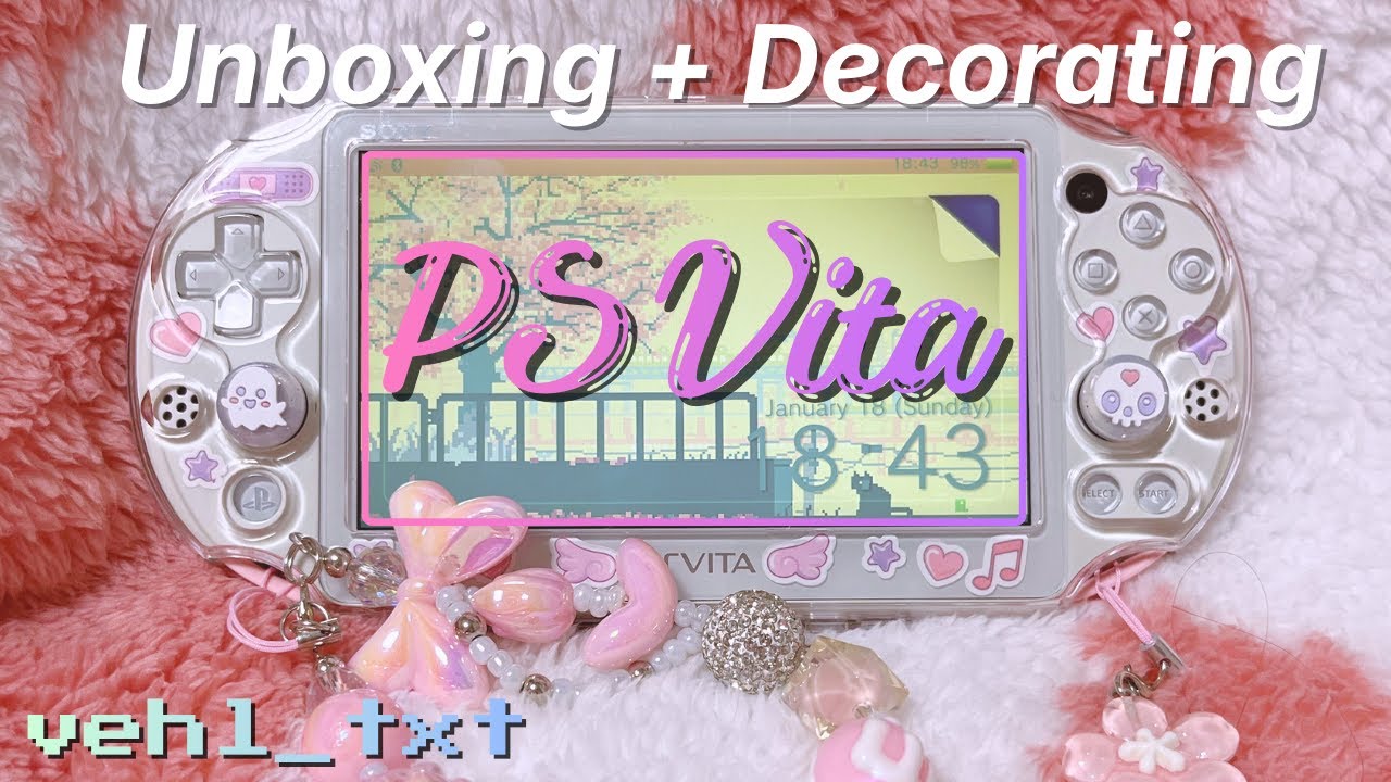 unboxing and decorating a pink ps vita 🍬🪷🎀🍧🩰
