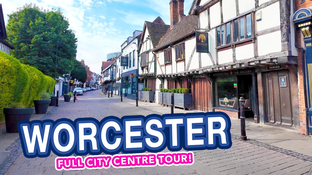 WORCESTER | 4K Walking Tour of medieval streets, cathedral and city centre