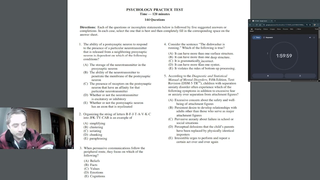 Psy GRE Practice Exam 2025