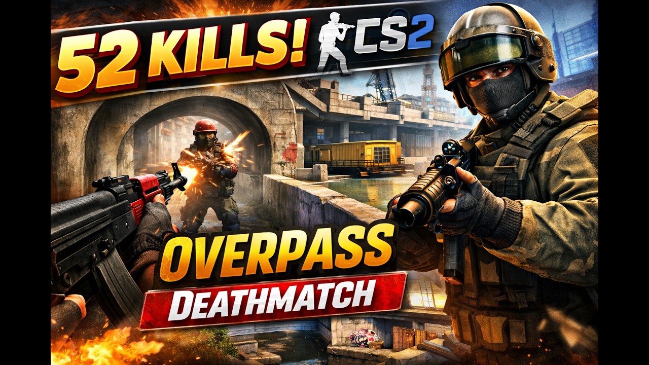 Insane OVERPASS Run – 52 Kills | Counter-Strike 2 Deathmatch