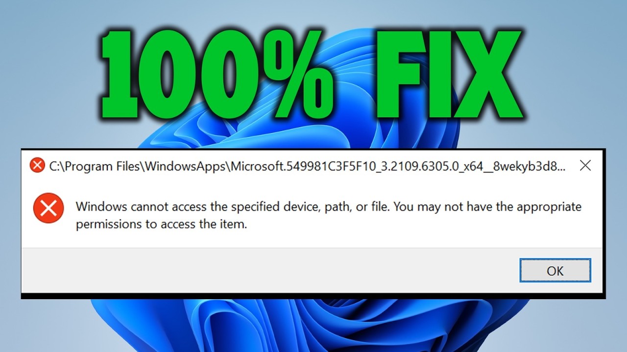 Исправление ошибки «Windows не может получить доступ к указанному пути к устройству или файлу, во...