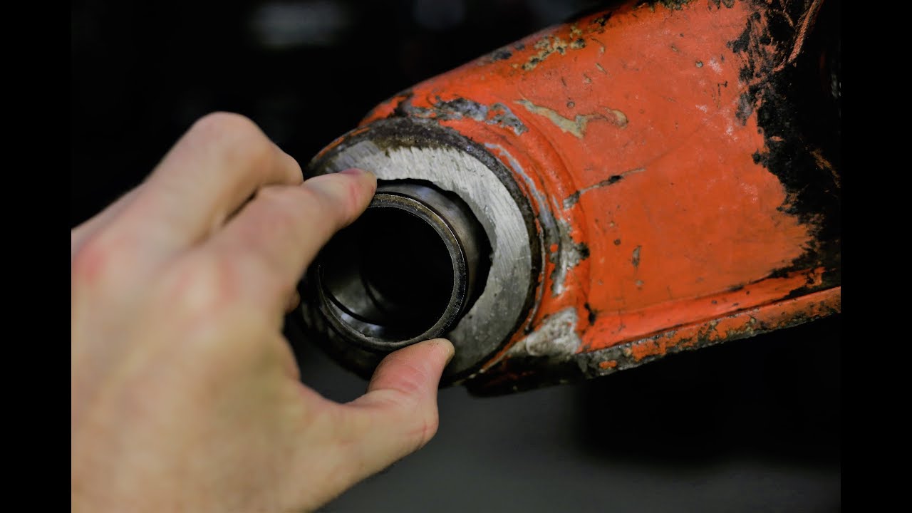 Worn excavator boom bore - needs line boring and bore welding done