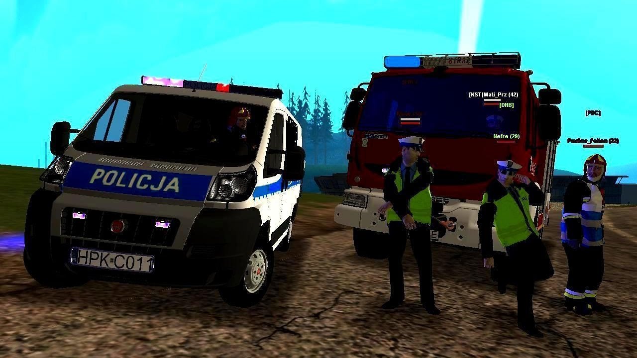 GTA San Andreas - Wypadek przy pościgu i pożar śmietnika - JRG Łańcut w akcji...
