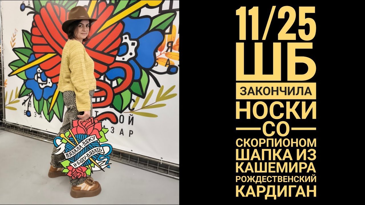 11/25 ШБ. Носки со скорпионом. Шапка из кашемира. Рождественский кардиган.