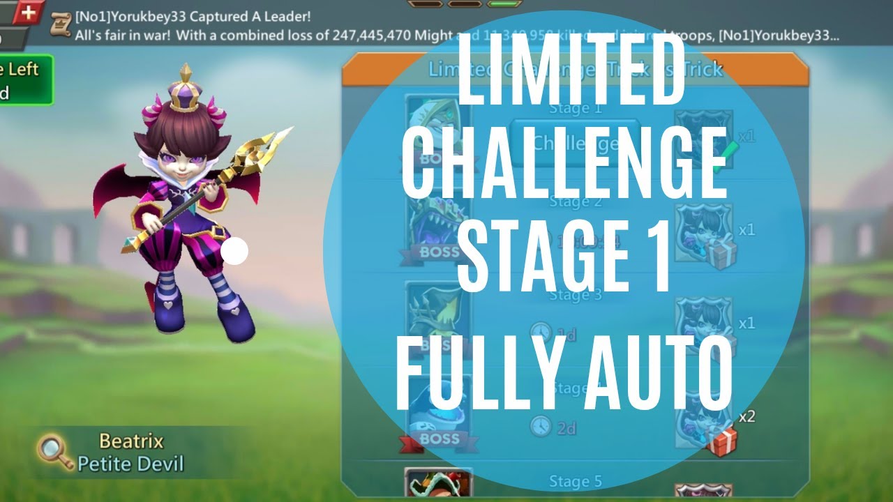 Lords Mobile | Petite Devil Stage 1 Auto | Limited challenge Trick vs Trick Stage 1 Auto