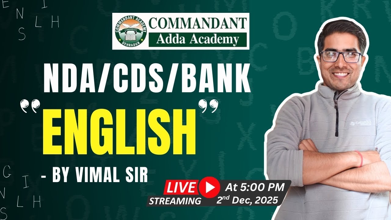 LIVE English Class | NDA CDS Bank Exam | Objective Question Practice 