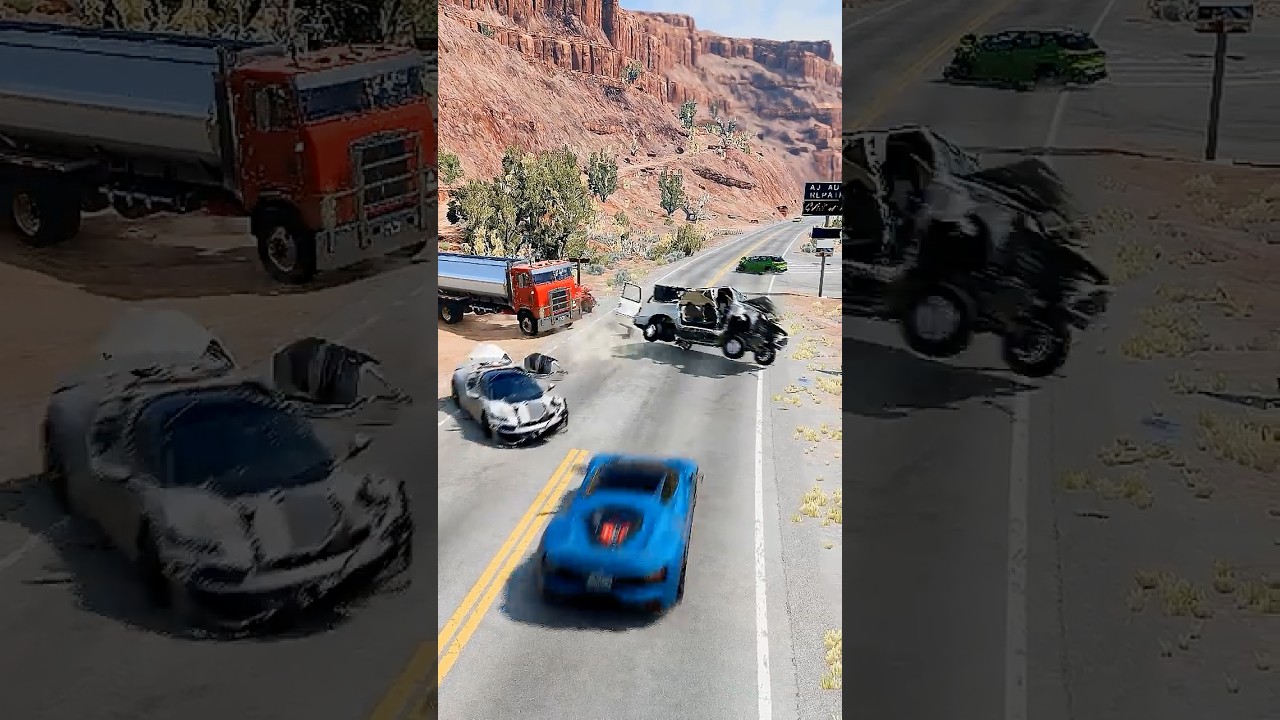 Realistic Highway Car Crashes #541 &ndash; BeamNG Drive #realistic