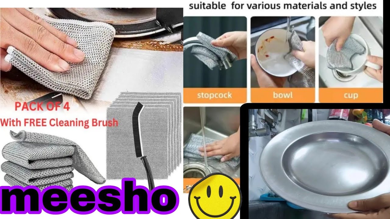 Scratch Wire Dishcloth & Gaps Cleaning Brush, Multipurpose Wire Dishwashing Rags