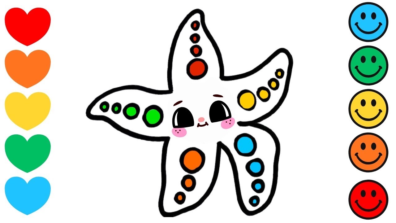 How to draw A Rainbow fish 🐠🌈❤️✨ | Cute Starfish Fish Drawing | Step by Step Art Tutorial 