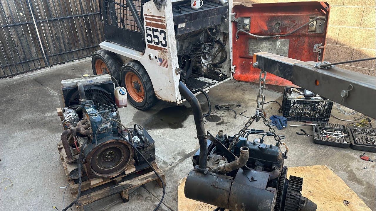 D1005 to D1105 kubota bobcat 553 s70 463 engine swapped 