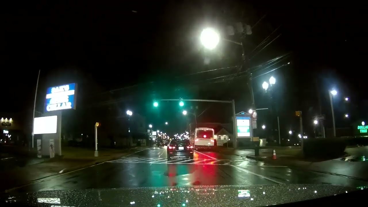 Nighttime drive from Johnston to North Providence, Rhode Island