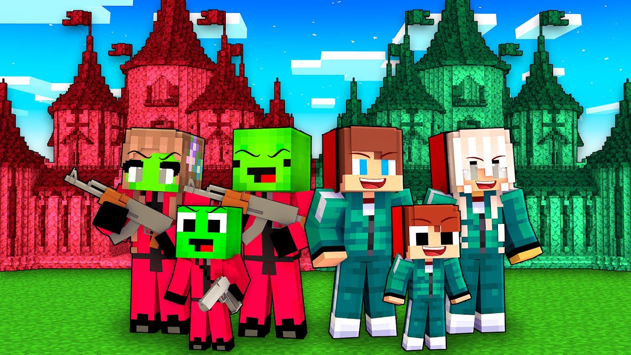 Mikey GUARDS vs JJ SURVIVORS Family SQUID GAME Kingdom Survival Battle in Minecraft - Maizen