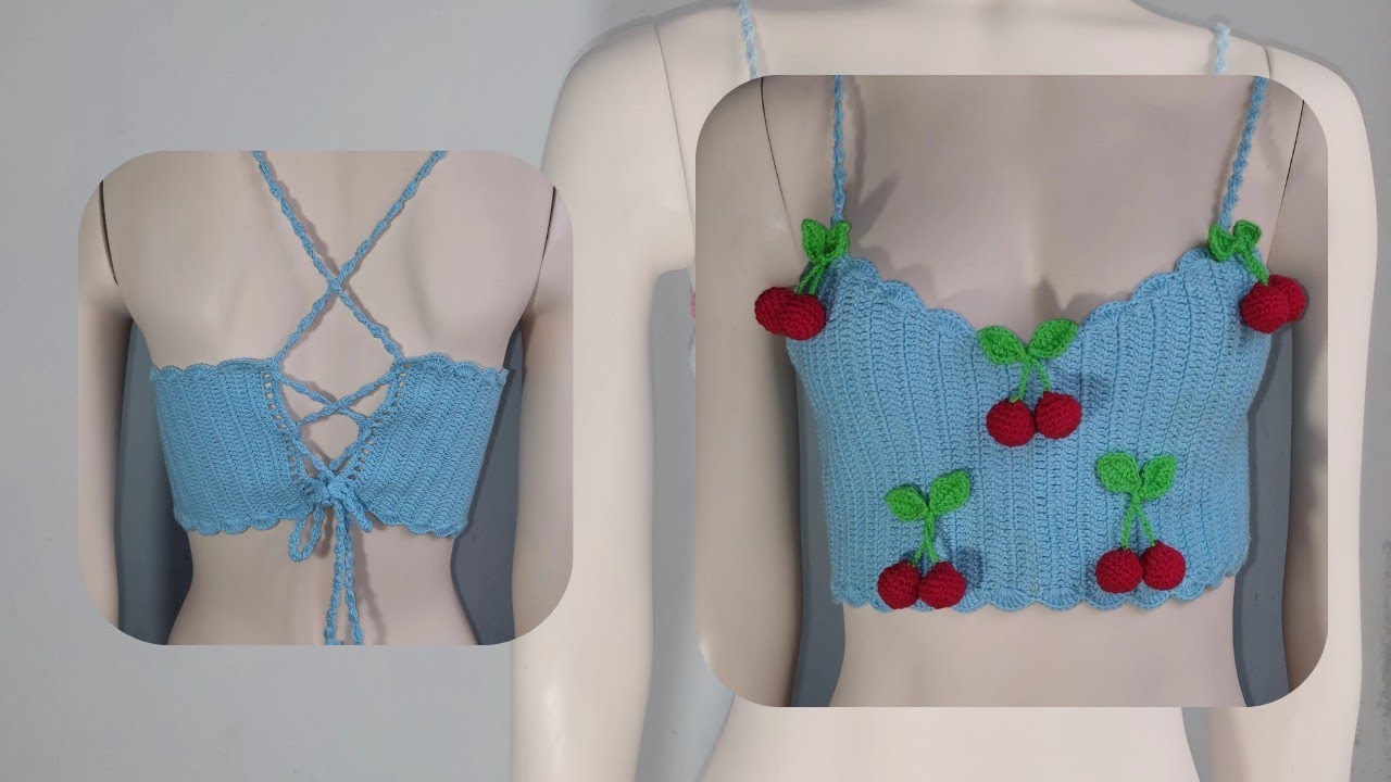 Top cerezas 🍒 tejido a crochet / Bralette / Top crop