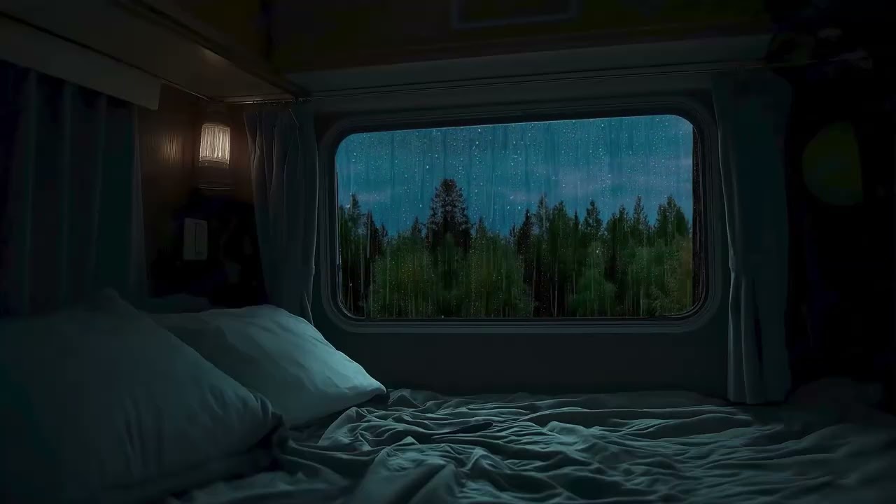 🚂 Cozy Train Bedroom with Forest Rain | Relaxing Night Train Ambience for Deep Sleep (10 Hours)