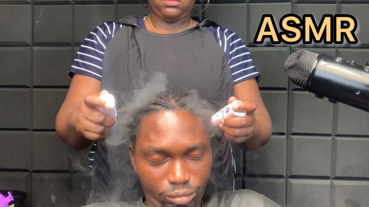 ASMR:💫head massage ,scalp dusting with my brother’s braid