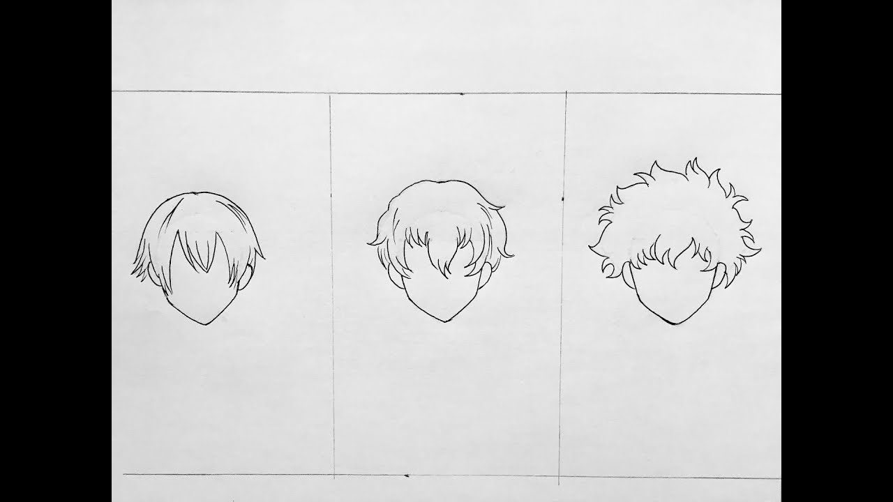 How to draw male anime hair (slow tutorial) for beginners