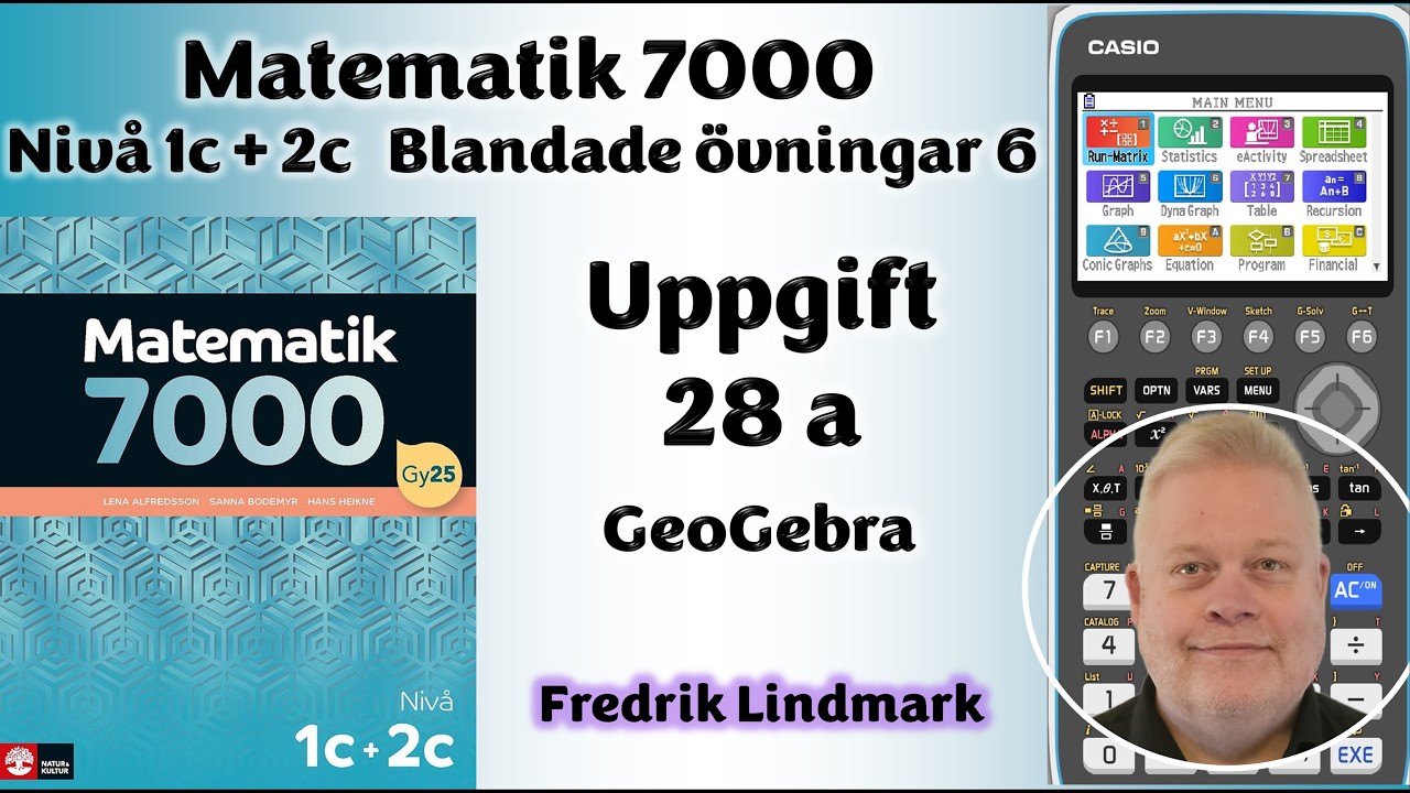Nivå 1c + 2c Uppgift 28 a GeoGebra Blandade övningar 6 Matematik 7000