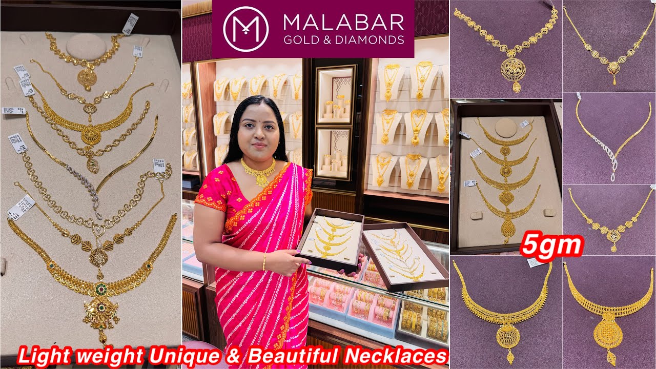 Just 5gm😳😲onwards Light weight Unique stunning huge collection of gold Necklaces from Malabar |Gold✨