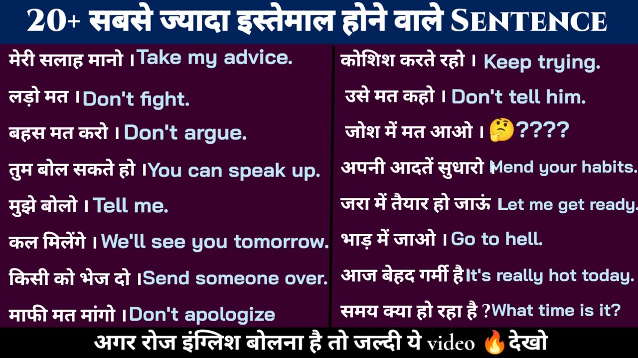 50+ Basic daily use english sentence practice / spoken english / english speaking practice 