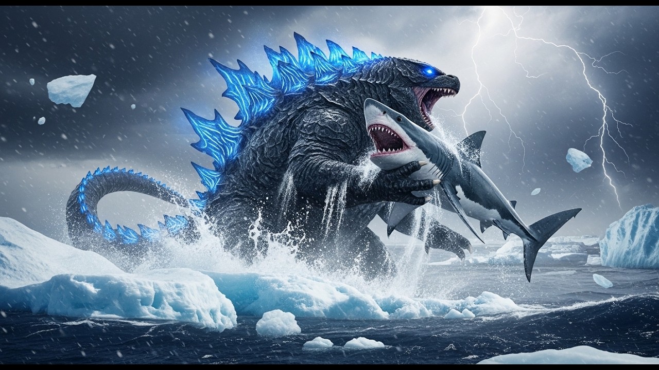 Godzilla Devours Megalodon in the Arctic Ocean – Extended Battle
