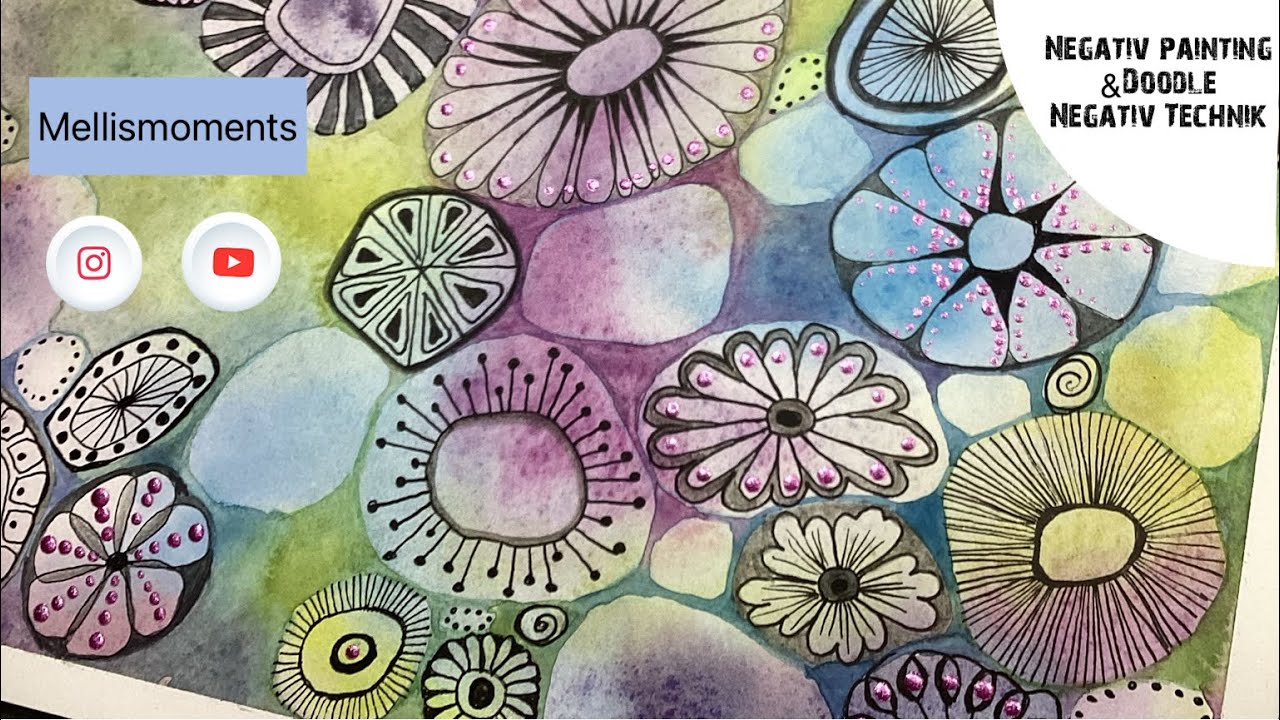 Abstract Negative Painting and Doodle - abstraktes Bild in der Negativ Technik & Doodle