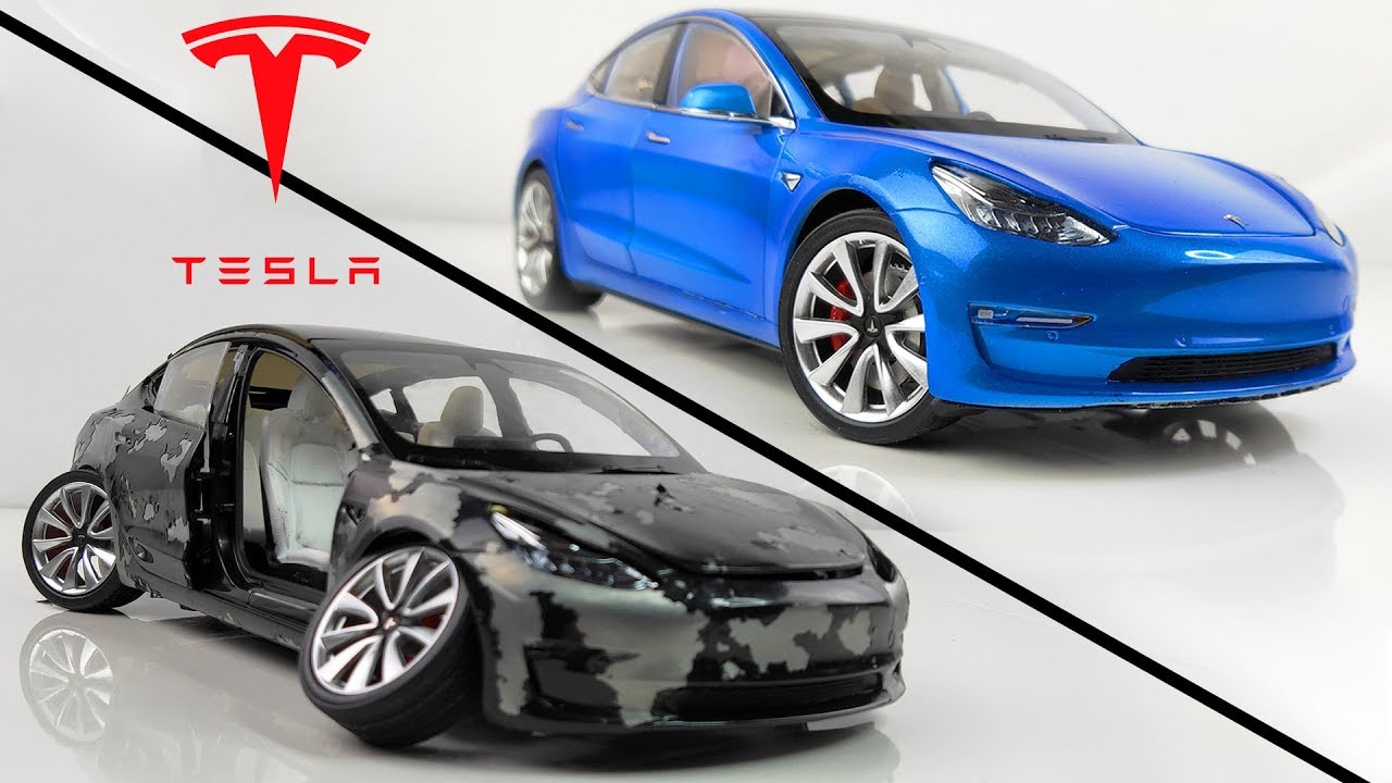 Восстановление поврежденного автомобиля Tesla Model 3 Model за 10 минут