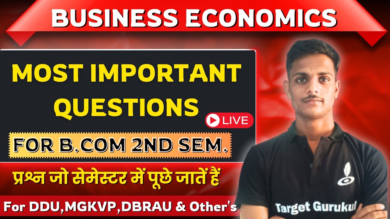 Most Expected MCQ's of Business Economics | B.Com 2nd Semester Exam 2024 | DDU, MGKVP, DBRAU, MSU