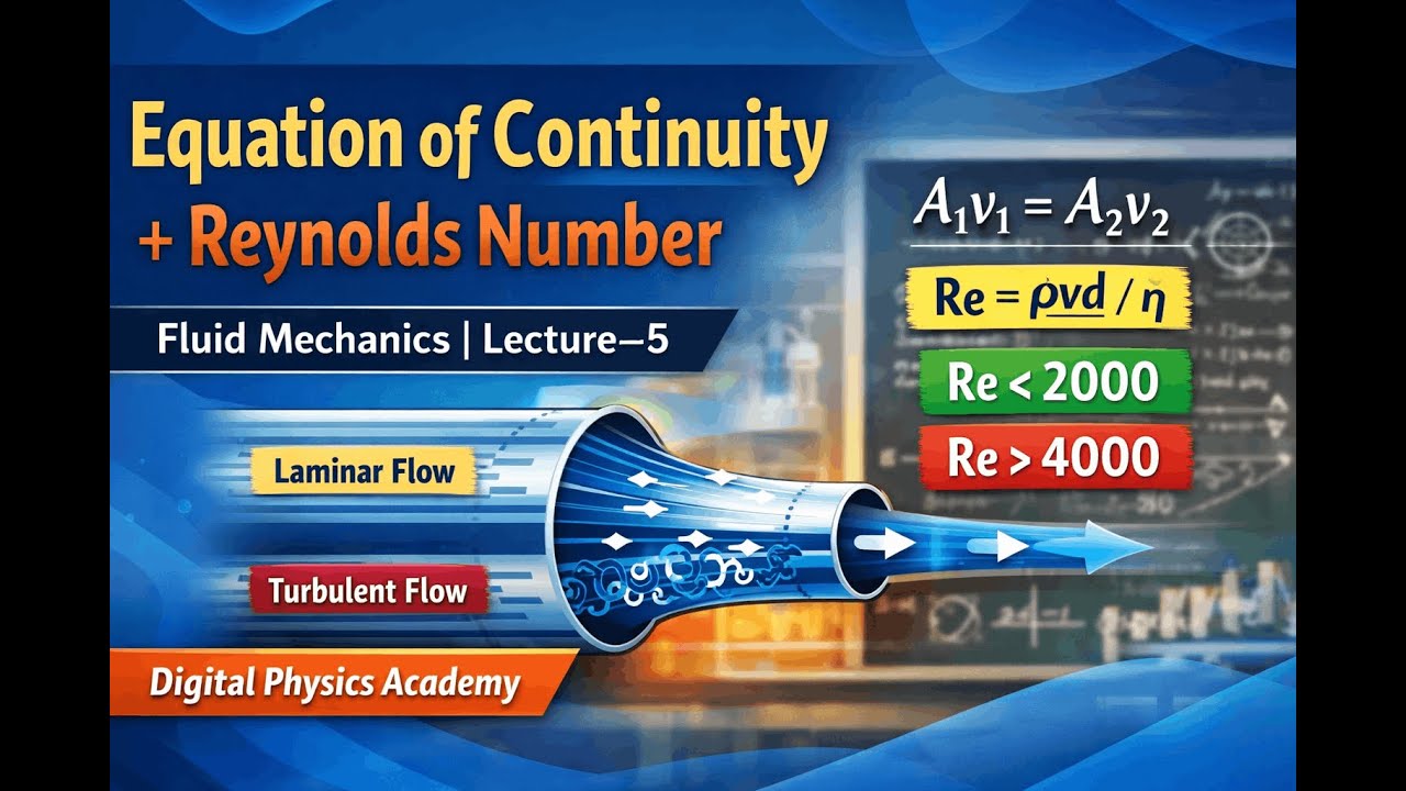 Fluid Mechanics: Equation of Continuity and Reynolds Number | IIT–NEET | Lecture–5
