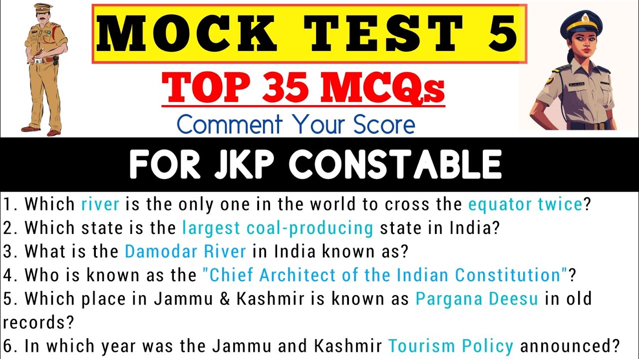 IMPORTANT GK MCQs | MOCK TEST 5 | TOTAL 35 MARKS |  JKP CONSTABLE EXAM 2024 | @MIZUKHAN-eh2tj