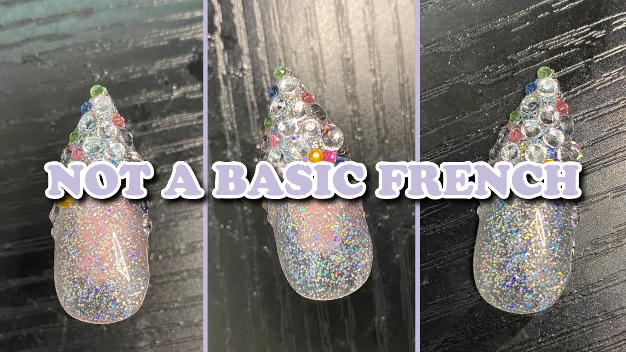 NOT A BASIC FRENCH 💎 | Rhinestone French Tip on a Glitter Base