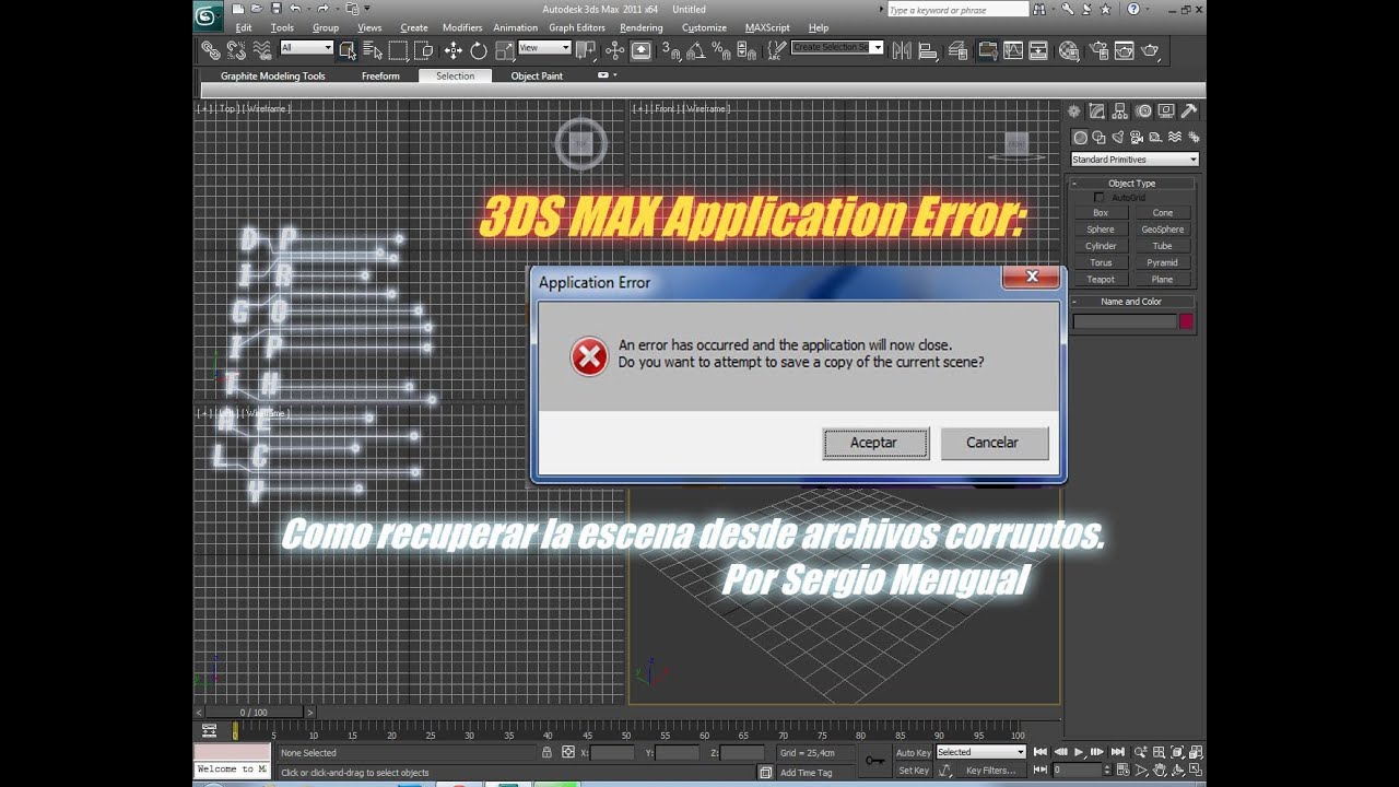 3DS MAX Application Error: Como recuperar la escena desde archivos corruptos.