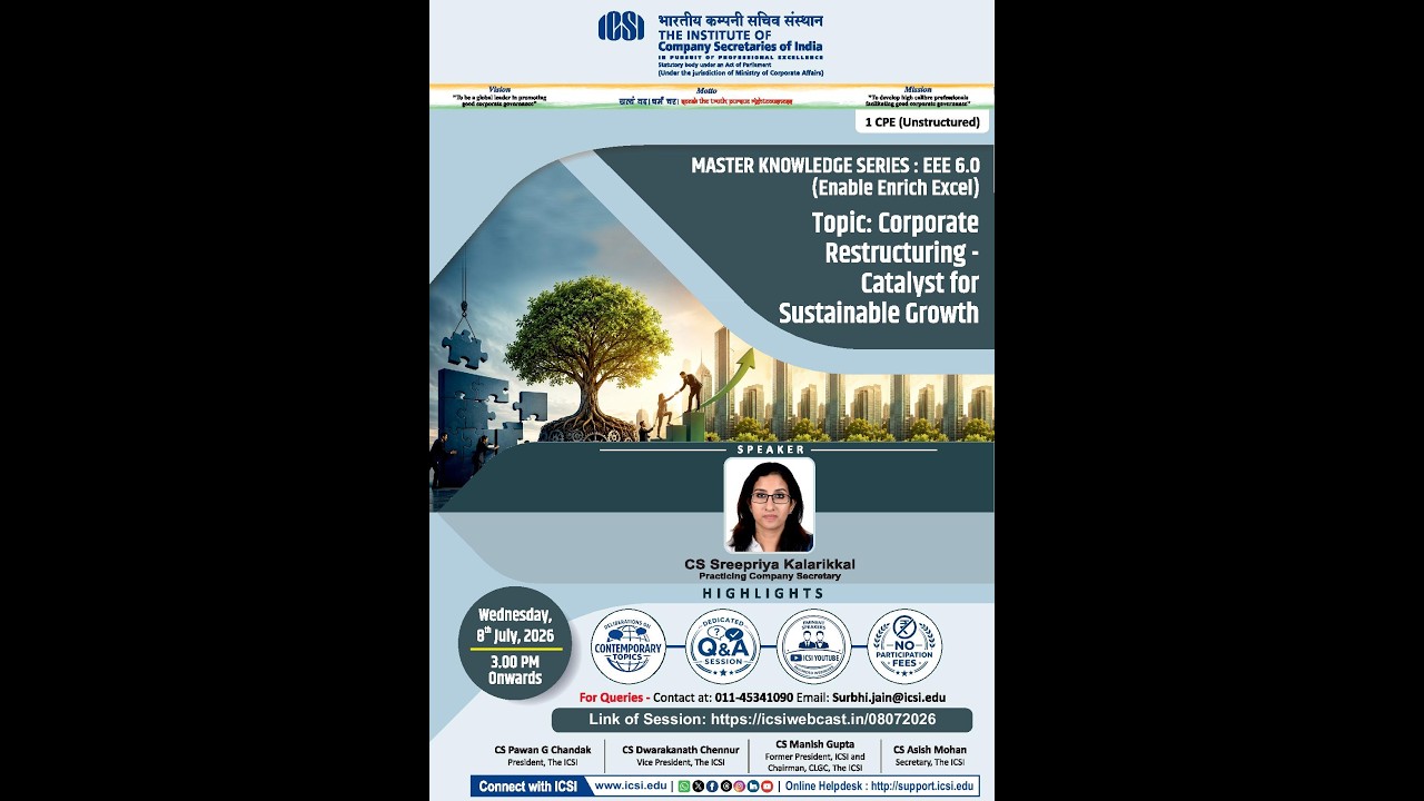 Live Webinar on Corporate Restructuring-A catalyst for Sustainable Growth